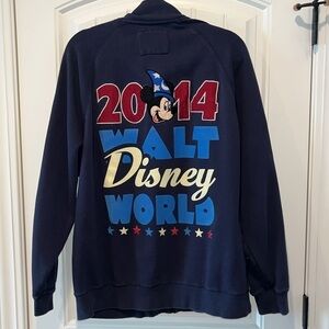 Disney parks Disney World 2014 Mickey Mouse wizard mock neck navy zip hoodie XL